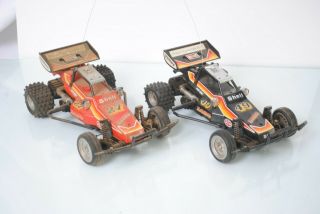 2 Vintage 1986 Nikko Lobo Frame Buggy Remote Red & Black Shell R/c Cars