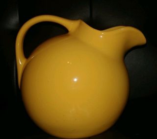 Vtg Shenango China DRIP YELLOW Tilt Ball Jug 2 Qt.  Pitcher Castle PA Pottery 3