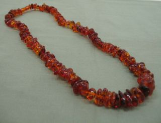 Vintage Natural 27 " Baltic Amber Chunk Necklace 77.  3g