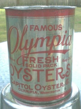 Vintage Olympia Oyster Can Quart Capitol Oyster Co.  Olympia Wa Phone 114 1930 