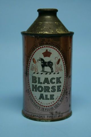 Rare Vintage Balck Horse Ale Beer Tin Can Cone Top Quebec Canada 12 Ozs