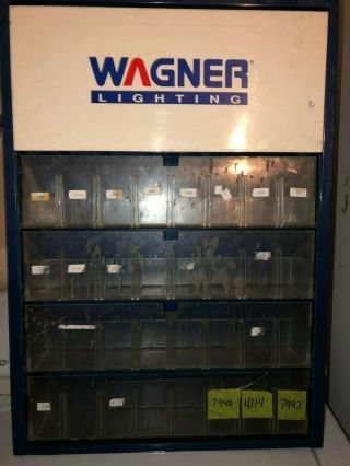 Vintage 27 " X 19 " Wagner Lighting Metal Cabinet Display Sign Gas Station