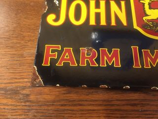 Vintage John DEERE TRACTOR FARM IMPLEMENT PORCELAIN ENAMEL DEALER SIGN 6