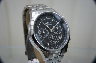 100 ROTARY Mens Watch Chronograph Stainless Steel RRP £180 Boxed 6