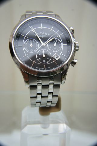 100 ROTARY Mens Watch Chronograph Stainless Steel RRP £180 Boxed 7