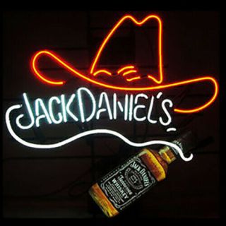Vintage Jack Daniels Cow Boy Hat Neon Sign Light Whiskybeer Bar Pub Wall Decor