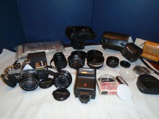 Vintage Pentax Asahi Mx Camera Pentax Mx Camera With Lenses And Accessories