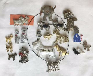 Vintage Dog Brooches,  Pins,  And Charms