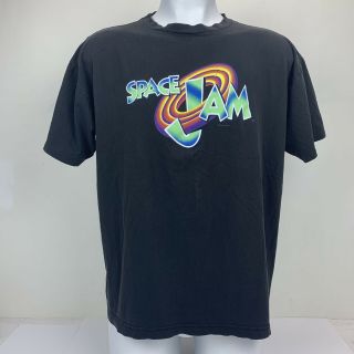 Vintage 1996 Space Jam Jordan Sz Large Promo Black T Shirt Murina Single Stitch