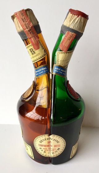 Vintage Dom B & B Two Compartment Bottle Benedictine 23/32 Quart France