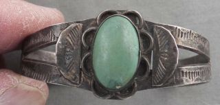 Early Tourist Style Indianstamped Turquoise & Sterling Bracelet,  No Res.