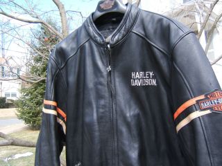 HARLEY DAVIDSON LEATHER JACKET X - LARGE LONG RARE PISTON 3