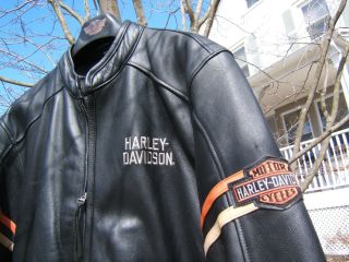 HARLEY DAVIDSON LEATHER JACKET X - LARGE LONG RARE PISTON 6