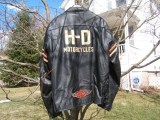 HARLEY DAVIDSON LEATHER JACKET X - LARGE LONG RARE PISTON 7