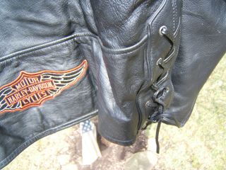 HARLEY DAVIDSON LEATHER JACKET X - LARGE LONG RARE PISTON 9