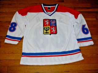 Vintage Czech Republic Jaromir Jagr Hockey Jersey White 68 Mens Medium