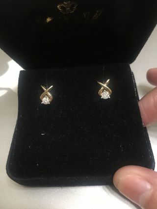 Vintage 10k Yellow Gold Diamond Earrings