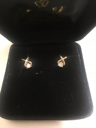 Vintage 10k Yellow Gold Diamond Earrings 2