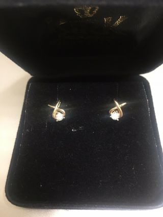 Vintage 10k Yellow Gold Diamond Earrings 3
