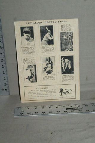 Rare 1930s For Joy Ice Cream Babe Ruth Baseball Cards Cutouts Yankees
