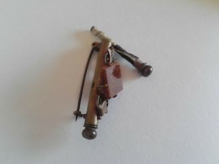 Antique Victorian Goldstone Nanny Sewing Brooch with Thread 6