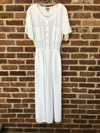 Vintage Banana Republic Dress Medium White Made In India Cotton Safari