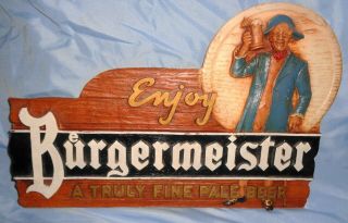 Rare Vintage Burgermeister Beer Advertising Sign Burwood Products