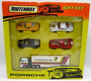 Vintage 1993 Matchbox Porsche Convoy Gift Set - 4 Cars And 1 Truck