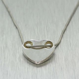 Vintage Tiffany & Co.  Sterling Silver Heart Pendant Chain Link Necklace