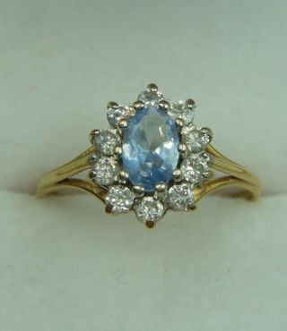 Attractive Vintage 9ct Gold Birmingham Assayed Topaz.  ? And Clear Stone Set Ring