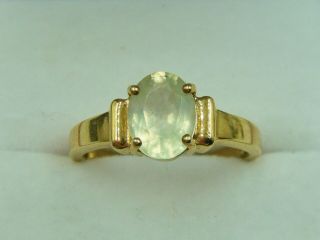 An Attractive Fully Hallmarked 9ct Gold Natural PREHNITE Gem Stone Set Ring 2