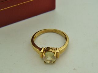 An Attractive Fully Hallmarked 9ct Gold Natural PREHNITE Gem Stone Set Ring 3