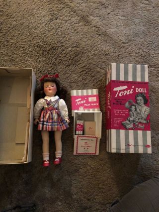 Vintage 1951 Ideal Toni Doll 14” P - 90 - Orig Box And Perm Boxes