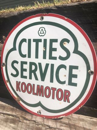 Vintage Cities Service Porcelain Sign Food Gas Oil Pump Plate Station