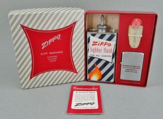 Rare 1958 Zippo Boxed Gift Package Set,  B Abrams & Sons Harrisburg,  Pa.  Unfired