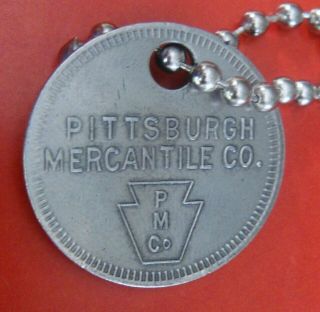 Vintage Charge Coin Tag: Pittsburgh Mercantile Co; Famous Dept Store