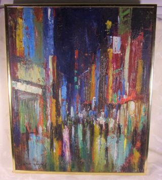 Vintage Ge Abstract Oil Painting By Cho Young Fantastic Colorful Some Age Framed