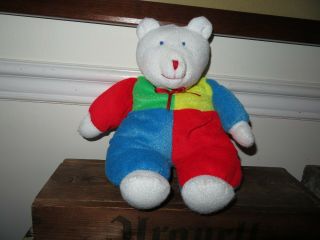 Vintage Primary Blue Red Yellow Bear Lovey Plush Terrycloth Eden Style Kids Gift