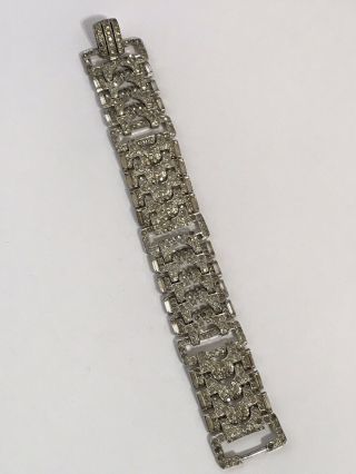 1 Huge Rare Vintage Gorgeous Rhinestone Art Deco Early Ktf Trifari Bracelet