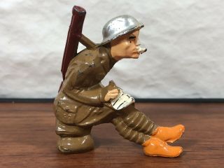 Vintage Manoil Soldier Sitting Writing A Letter Home Die - Cast Metal Toy Army Man