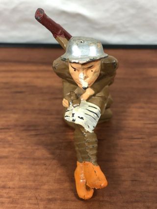 Vintage Manoil Soldier Sitting Writing A Letter Home Die - Cast Metal Toy Army Man 4