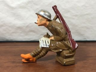 Vintage Manoil Soldier Sitting Writing A Letter Home Die - Cast Metal Toy Army Man 6