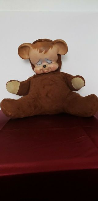 Vintage Knickerbocker Pouting / Sad Bear - Rubber Face Plush Teddy Bear / Animal