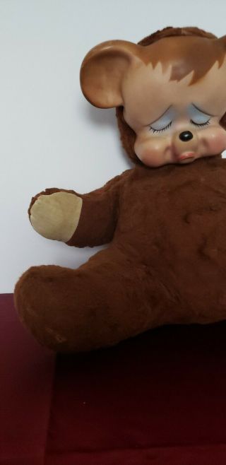 Vintage Knickerbocker Pouting / Sad Bear - Rubber face plush teddy bear / animal 4