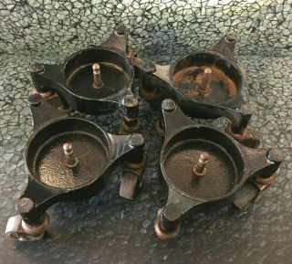 Antique Cast Iron Piano Casters Furniture Dolly Stove Swivel Wheels 4018 Vintage