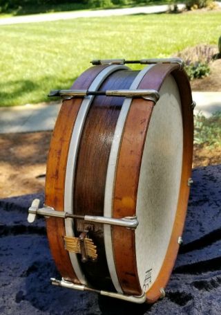 Vintage Ludwig Piccolo Snare Drum,  Mahogany Wood.  13 " X 3 "