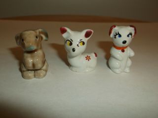 Wade Figurines - Vintage - Brown Bunny,  Red Ear Fawn,  And Red Ear Dog