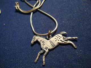Grandmas Estate 925 Sterling Silver Native American Horse Necklace