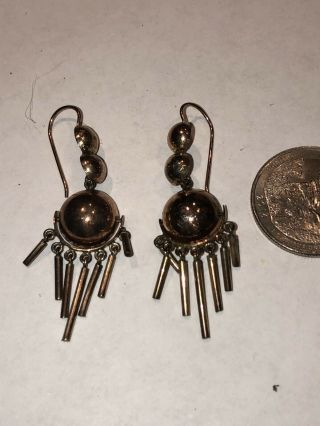 Pair Unusual Antique Gold Washed Silver Red Earrings