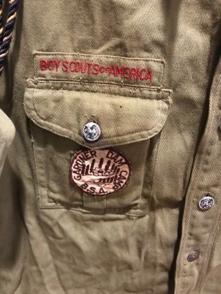 Vtg 1940 ' s official Boy Scout Shirt W/patches BSA Wisconsin 1949 Tassel Boys XL 3